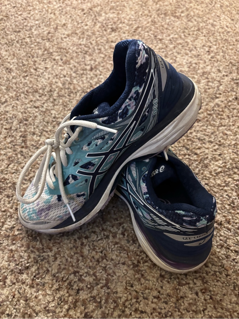 ASICS Women's Navy and Teal Mesh Running Sneakers